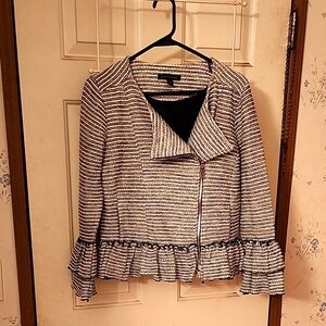 Banana Republic Striped Ruffle Hem Jacket NWOT